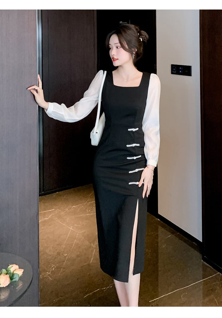 【dress】今季マストバイエレガント切り替えワンピース　M17420