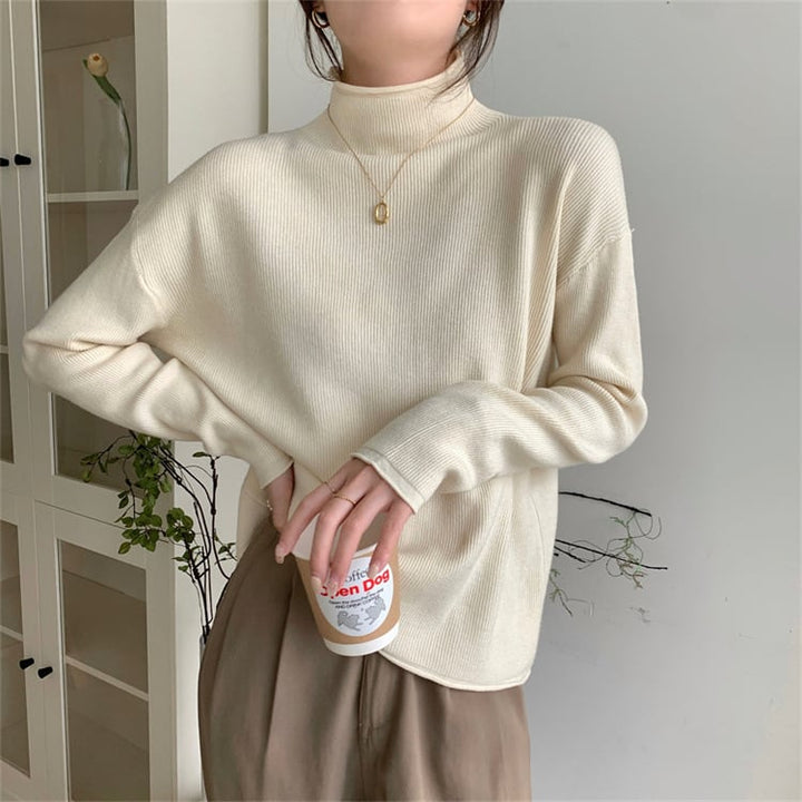 【tops】無地ニットトップス　M27238