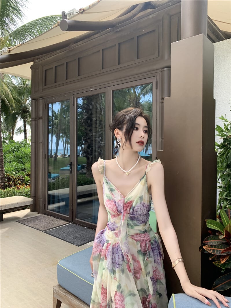 【dress】優しい雰囲気スウィート花柄キャミワンピース　M17457
