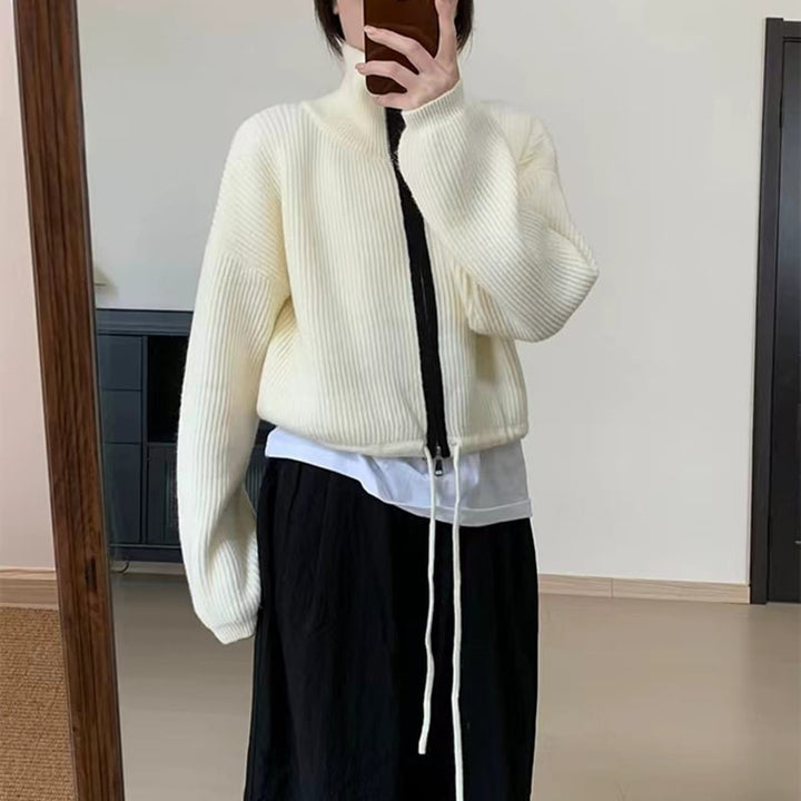 【outer】Wジップハイネックニットカーデ　M18226