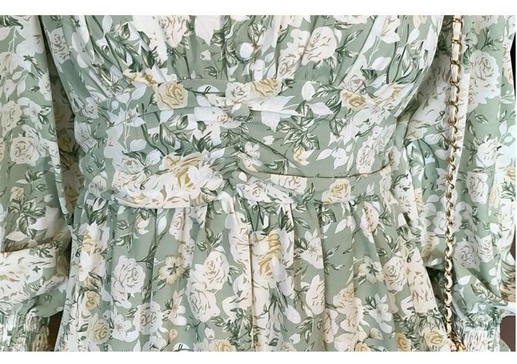 【dress】おしゃれ大人気Vネックスウィート花柄ワンピース　M17244