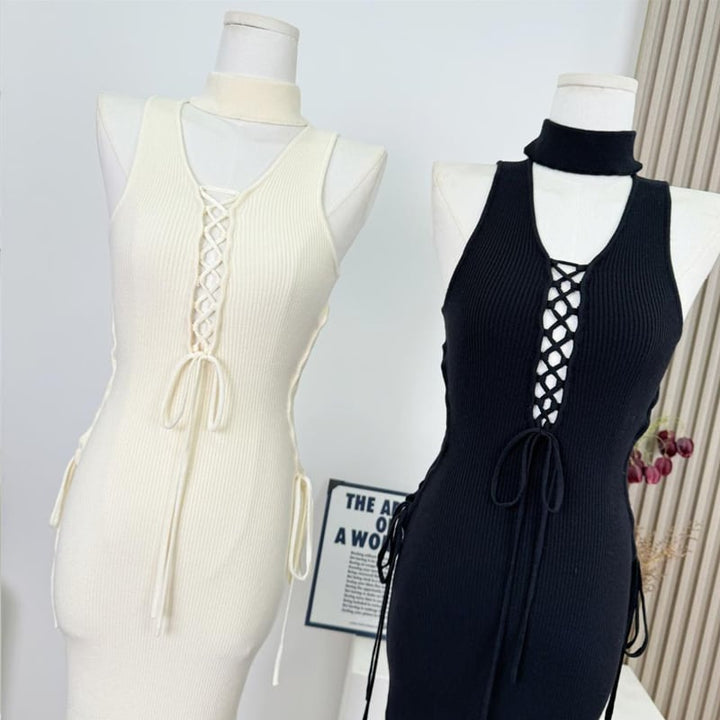 【dress】ノースリーブニットワンピース Q7633