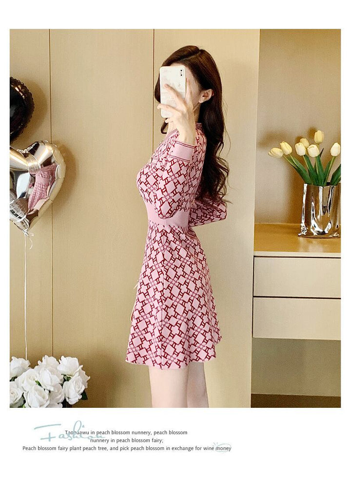 【dress】Vネックニットワンピース　M28425