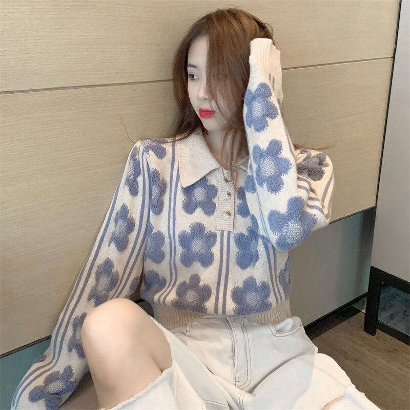 【tops】ジャカードニットセーター　M19032