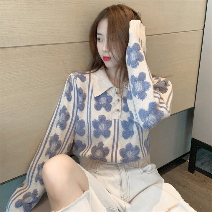 【tops】ジャカードニットセーター　M19032