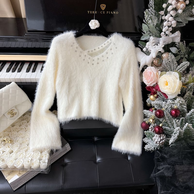 【tops】ビジューニットセーター　M27005