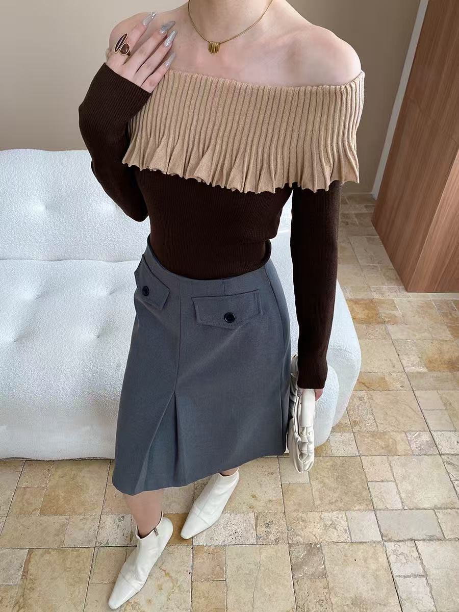 【tops】オフショルニットトップス　K0656