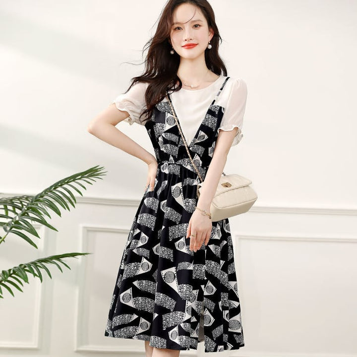 【dress】大人らしい エレガント切り替えワンピース　M16811