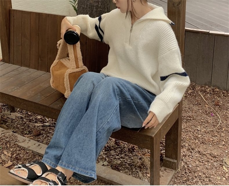 【tops】ファスナーニットセーター　M25995