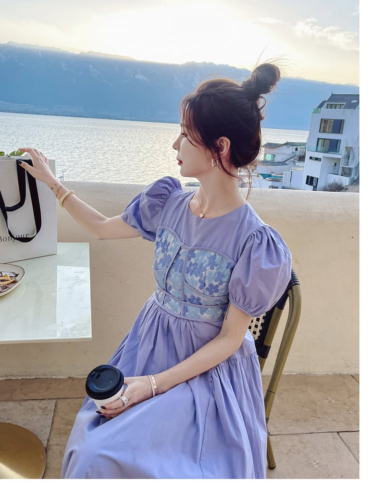 【dress】主役級スウィートパフスリーブワンピース超人気　M16858