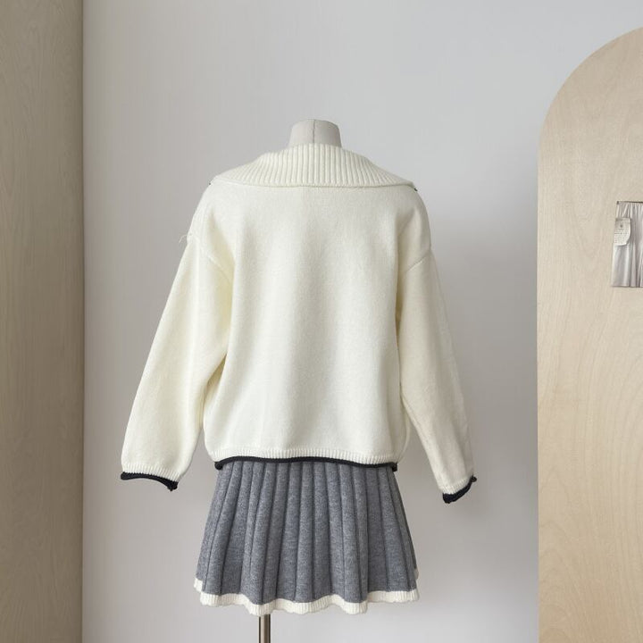 【set】ニットセーター×プリーツスカートセット　M27791