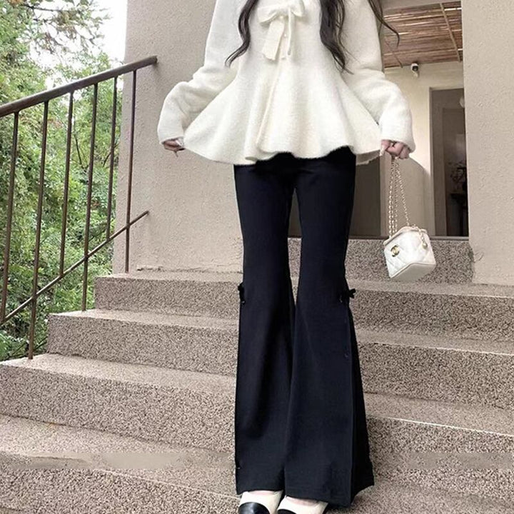 【bottoms】リボン付きベルボトムパンツ Q7595