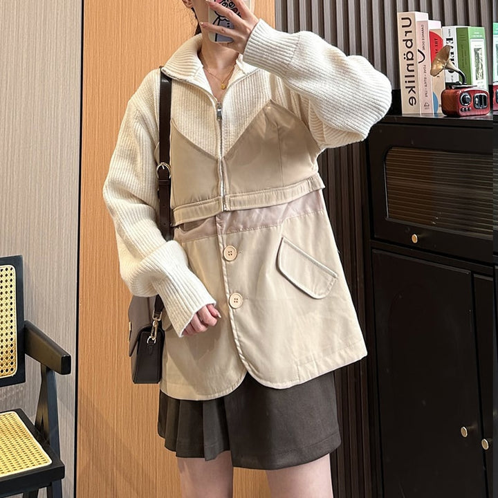 【outer】ファスナードッキングニットセーター　M17878