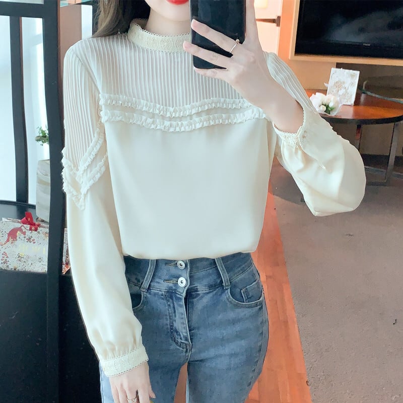 【tops】大人らしい スタンドネックシャツトップス　M17331