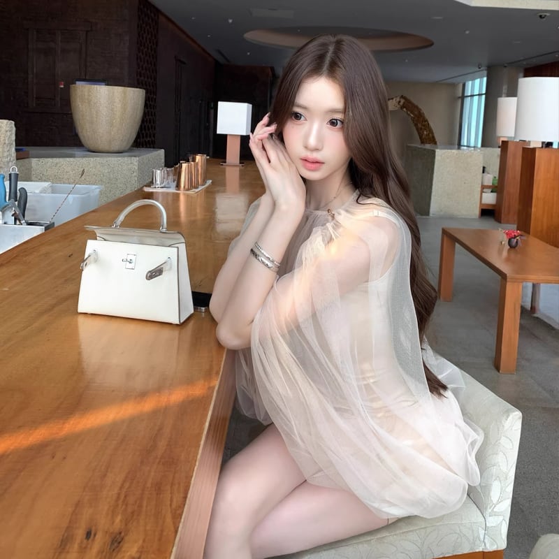 【tops】チュールフェイクレイヤードトップス Q8388