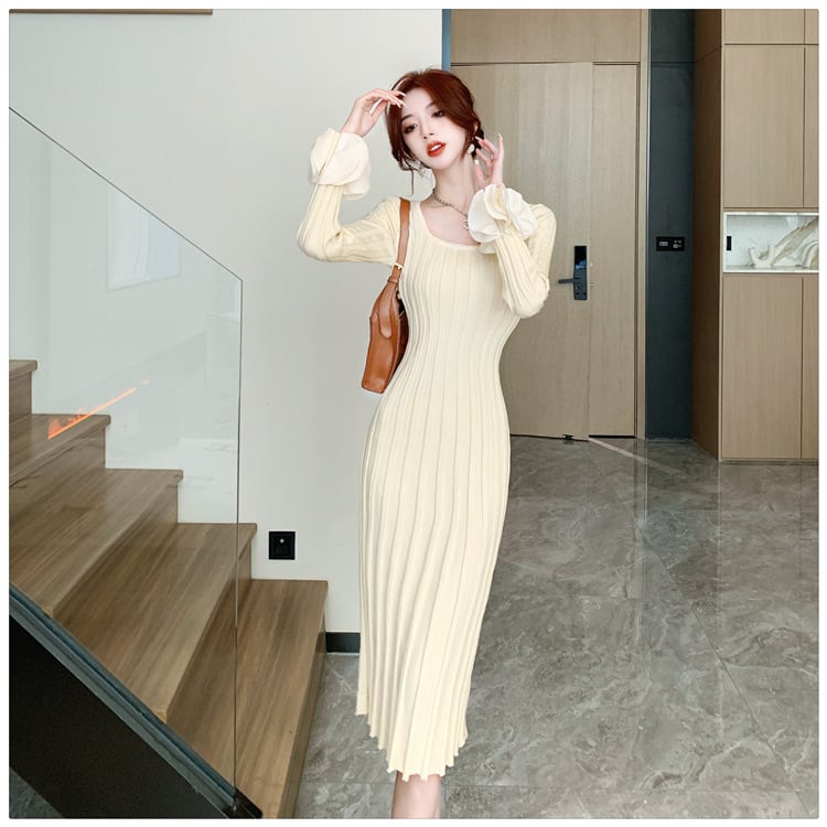 【dress】大人らしい エレガントニットワンピース　M17598