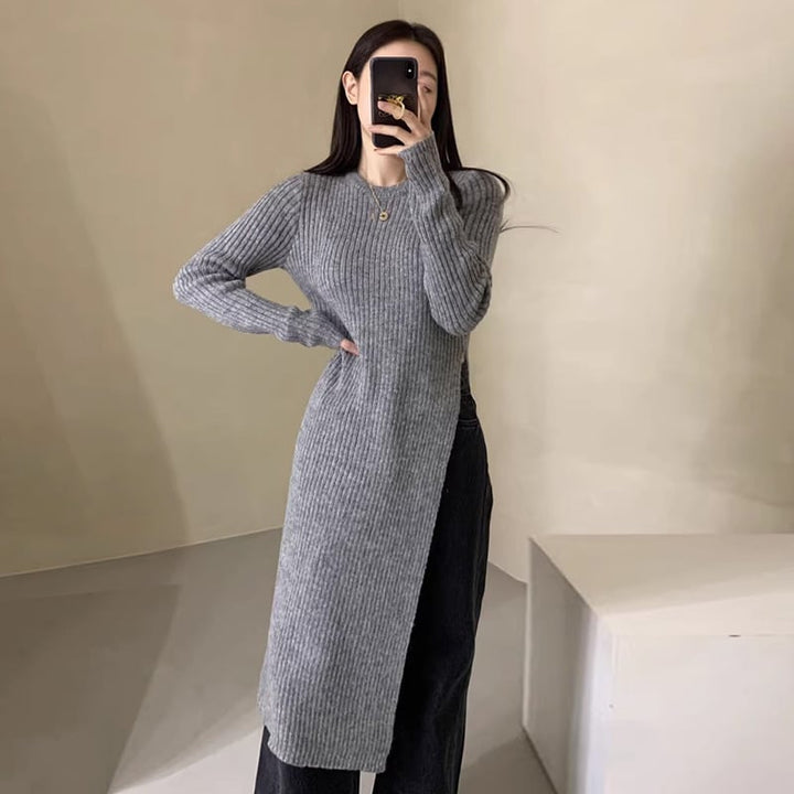 【dress】スリットニットワンピース　M18469