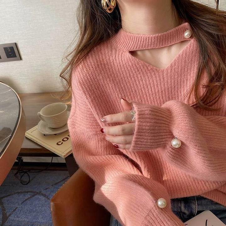 【tops】カットワークニットセーター　M18336