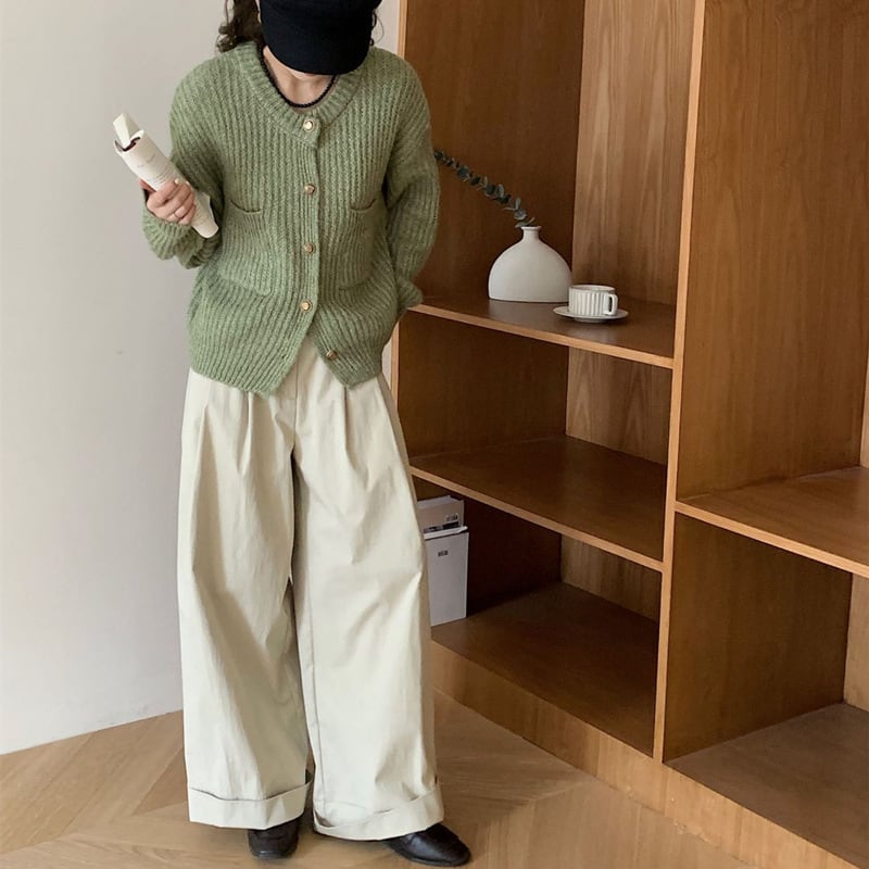 【outer】クルーネックニットカーデ　M18369