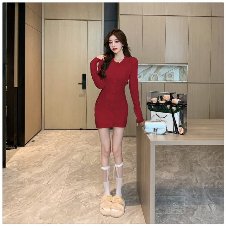 【dress】今季マストバイニットワンピース韓国系着心地良い　M17573