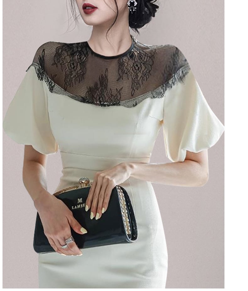 【dress】高級感 chicエレガント切り替えデートワンピース　M16761