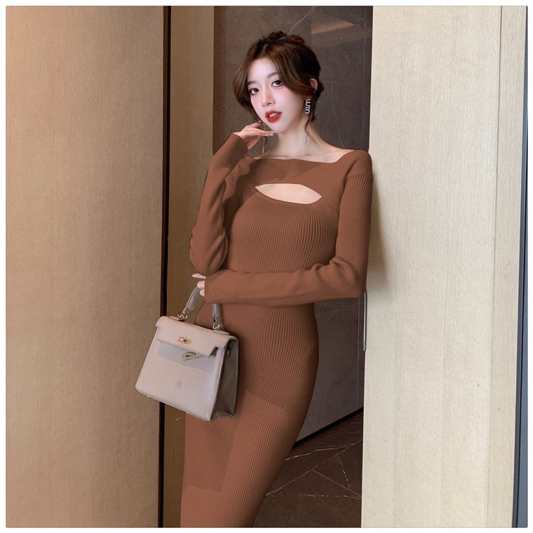 【dress】カットワークニットワンピース　M18008
