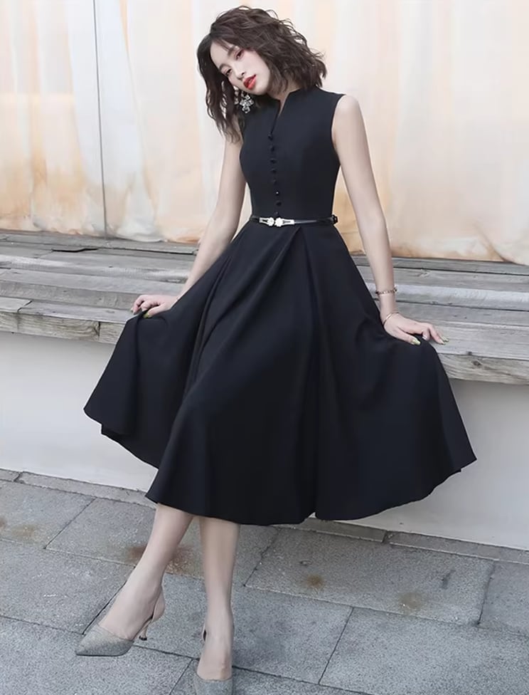 【dress】ノースリーブAラインロングフレアワンピース Q8438