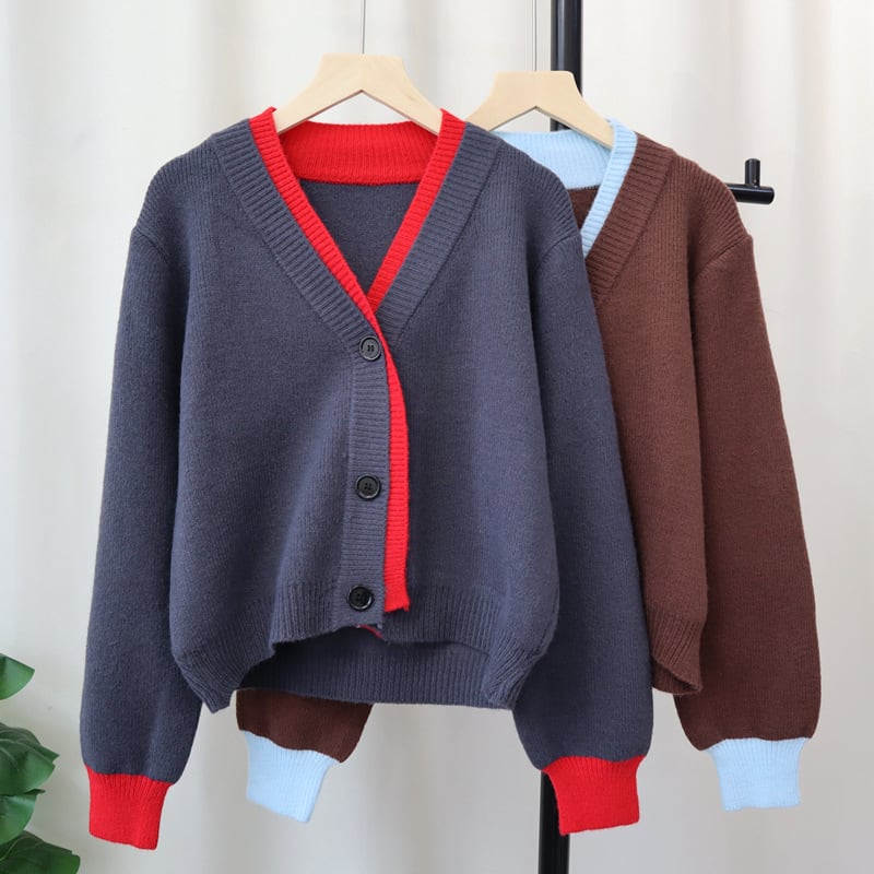 【outer】配色ニットカーデ　M26941