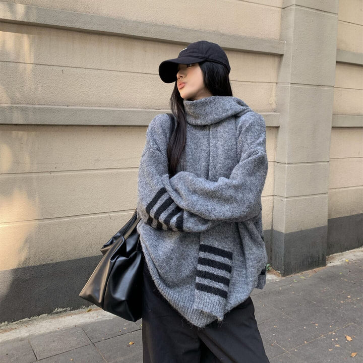 【tops】ニットセーターマフラー付き　M27362
