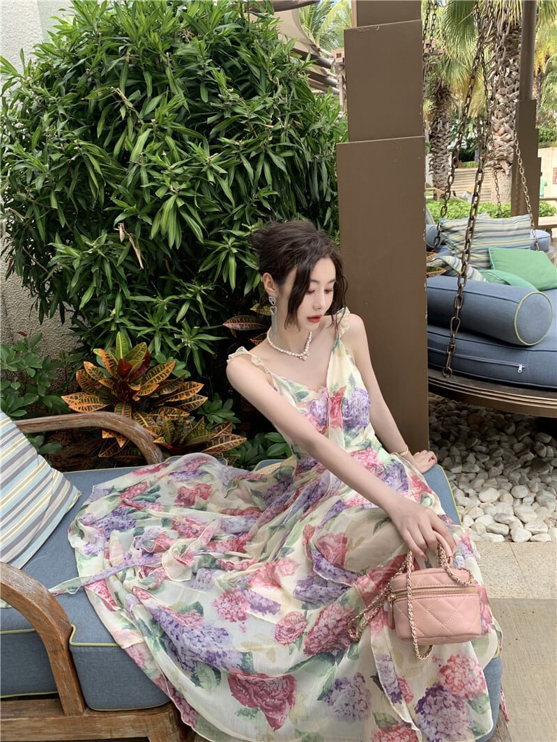 【dress】優しい雰囲気スウィート花柄キャミワンピース　M17457