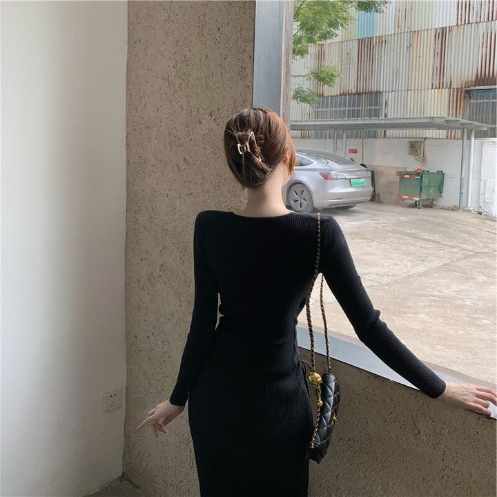 【dress】Vネックニットワンピース　M17513