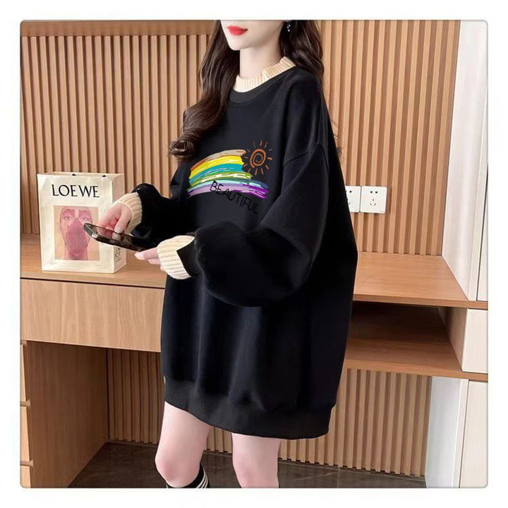 【tops】裹起毛プリントプルオーバー　M28808