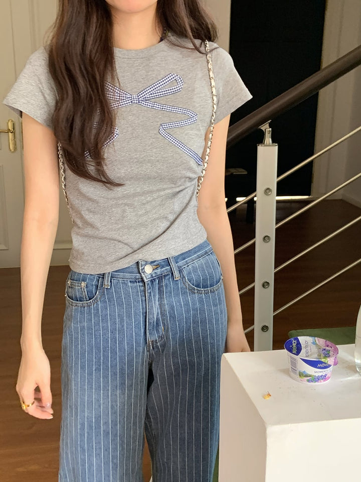 【tops】リボン付きTシャツ　M24988