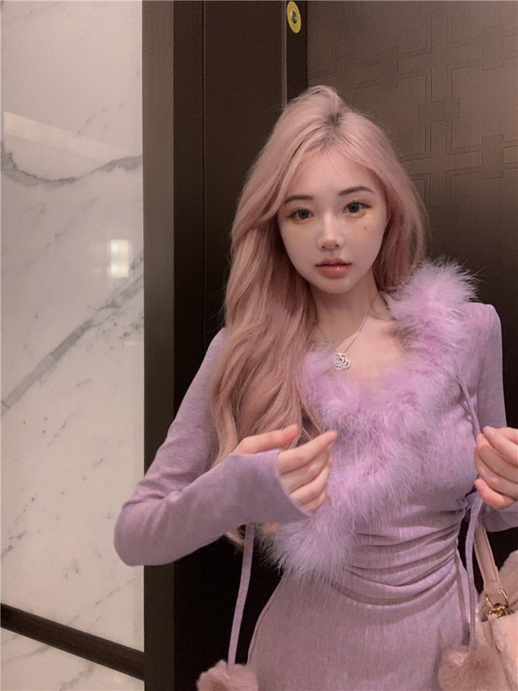 【dress】ファーワンピース　M20192