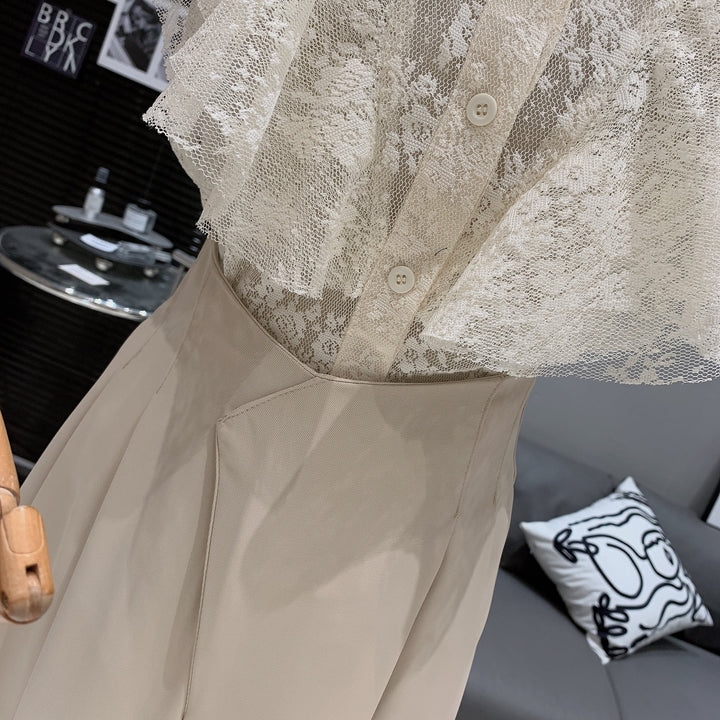 【set】フリルブラウス×ワイドパンツセット　M25019