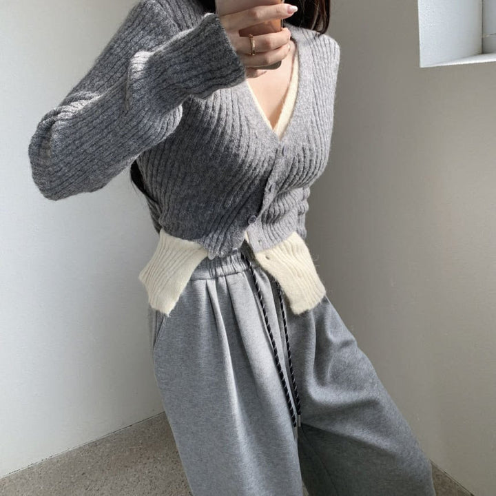 【outer】配色切り替えニットカーデ　M28679