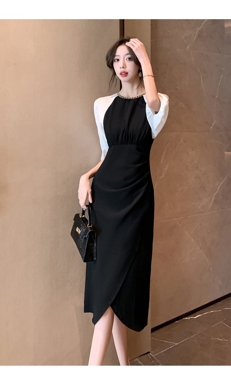 【dress】高級感 エレガント切り替えデートワンピース　M17499