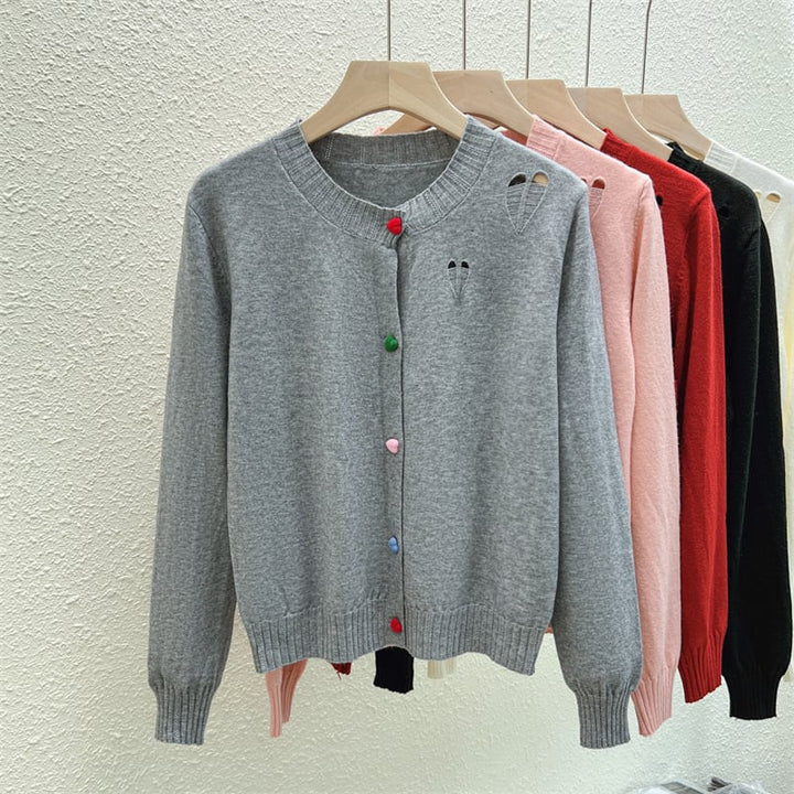 【outer】ボーダー柄デザインニットカーデ　M26815
