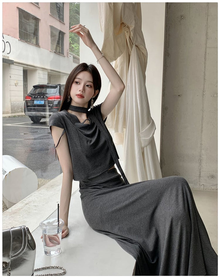 【set】Tシャツ×ロングスカートセット　M24192