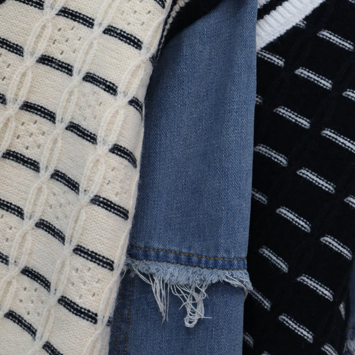 【outer】デニムドッキングニットカーデ　M18258