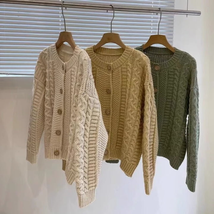 【outer】ラウンドネック無地ニットカーディガン　M17735