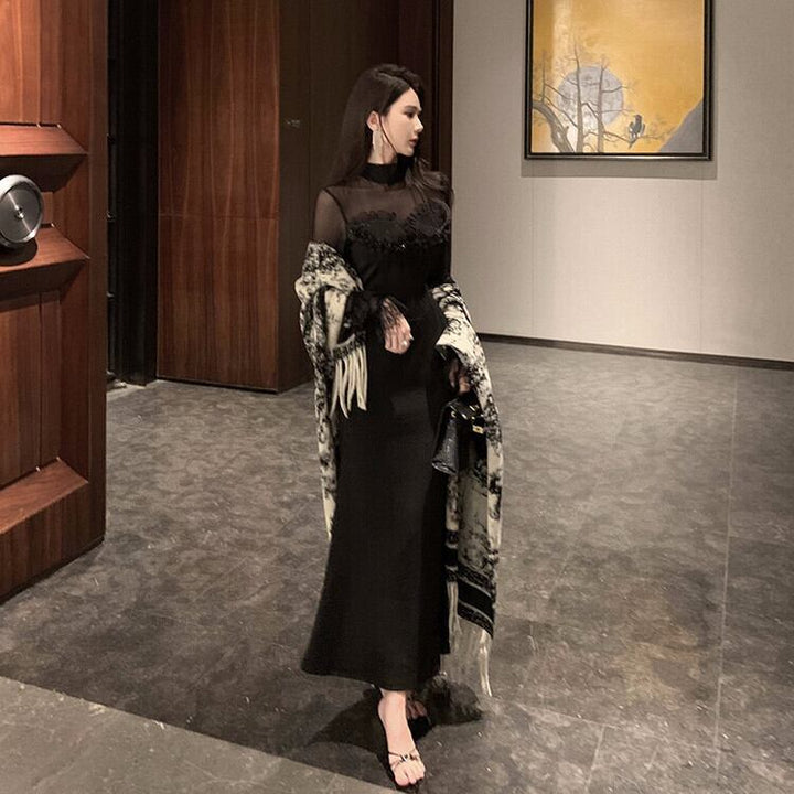 【dress】レースドッキングチュールワンピース　M28342