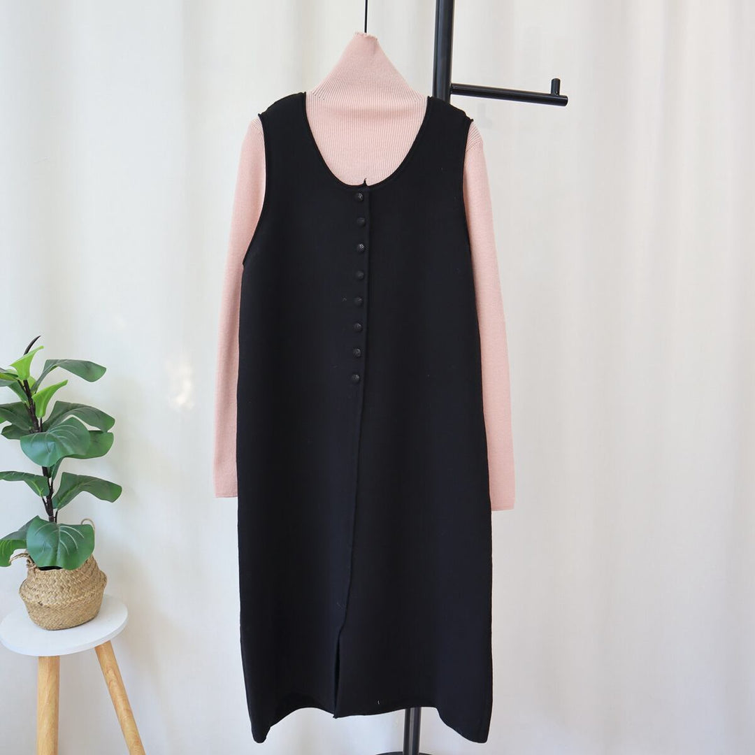 【set】ハイネックニットトップス×ベストワンピースセット　N2264