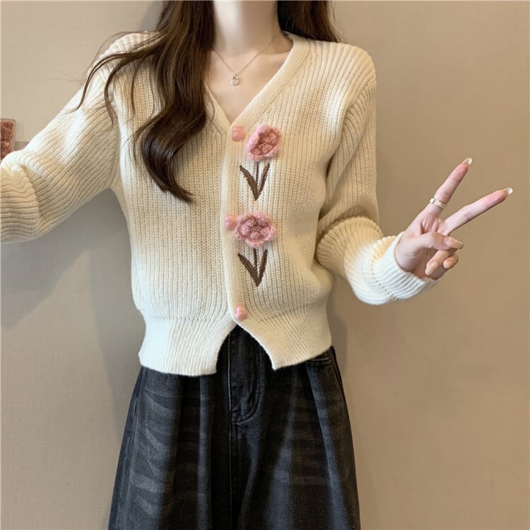 【outer】Vネックニットカーデ　M18128