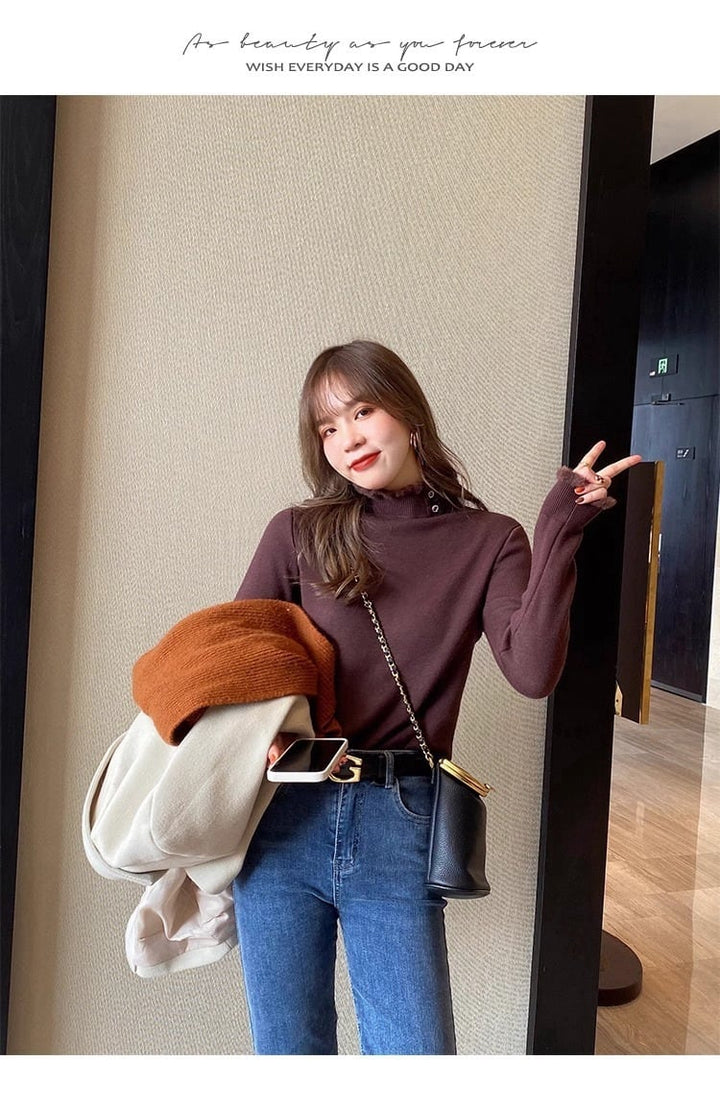 【tops】裹起毛ニットトップス　M26436
