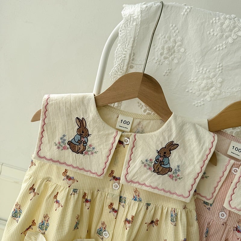【kids】バニー刺繍ワンピース K0550