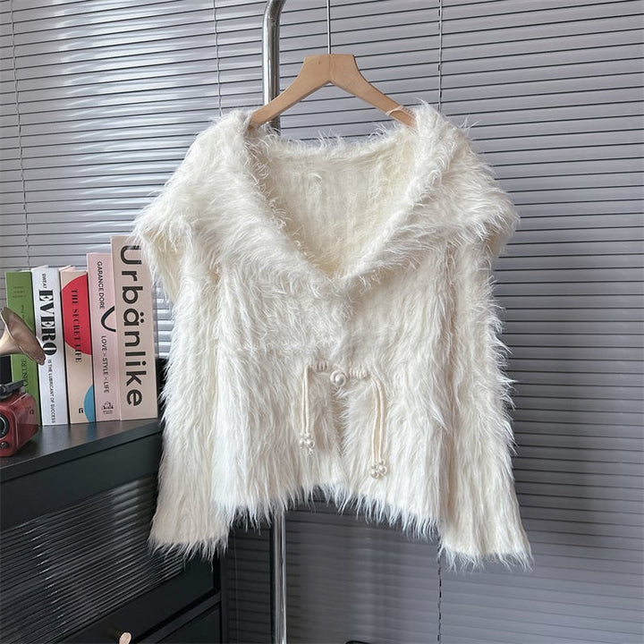 【outer】Vネックシャギーニットカーデ　M18035