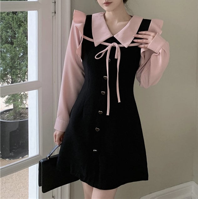 【dress】目立つ！スウィート切り替えデートワンピース　M17377