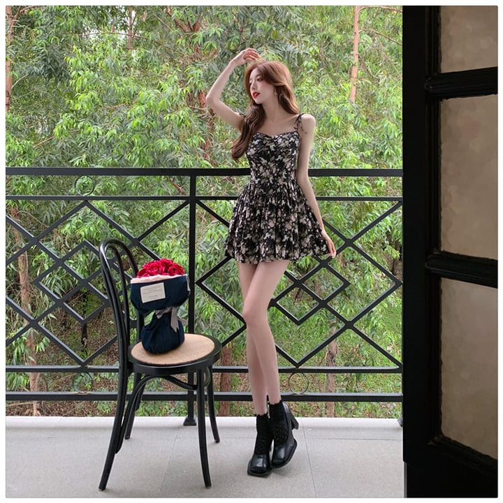 【dress】細身効果抜群♪花柄キャミワンピースオシャレ　M17224