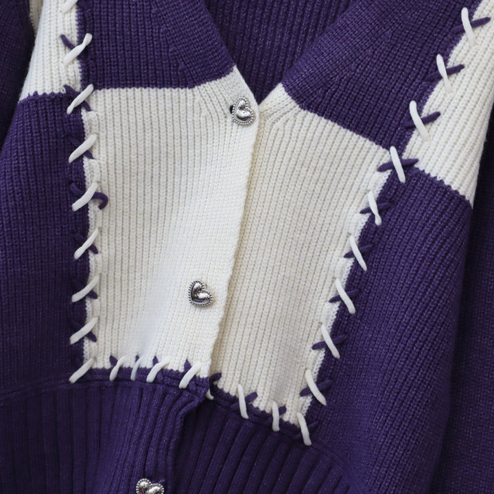 【outer】配色Vネックニットカーデ　M18263